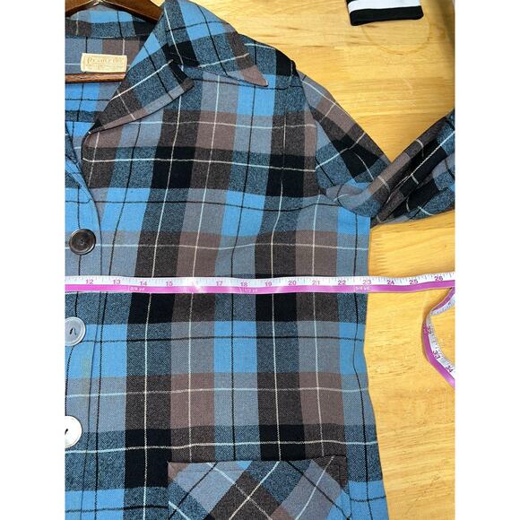 Vintage Pendleton Blazer 3 Button Up Wool Blue Black Long Sleeve Shirt 70s Large - Picture 12 of 13